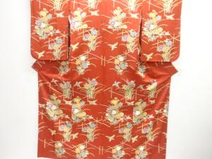 菊に鳥模様子供着物